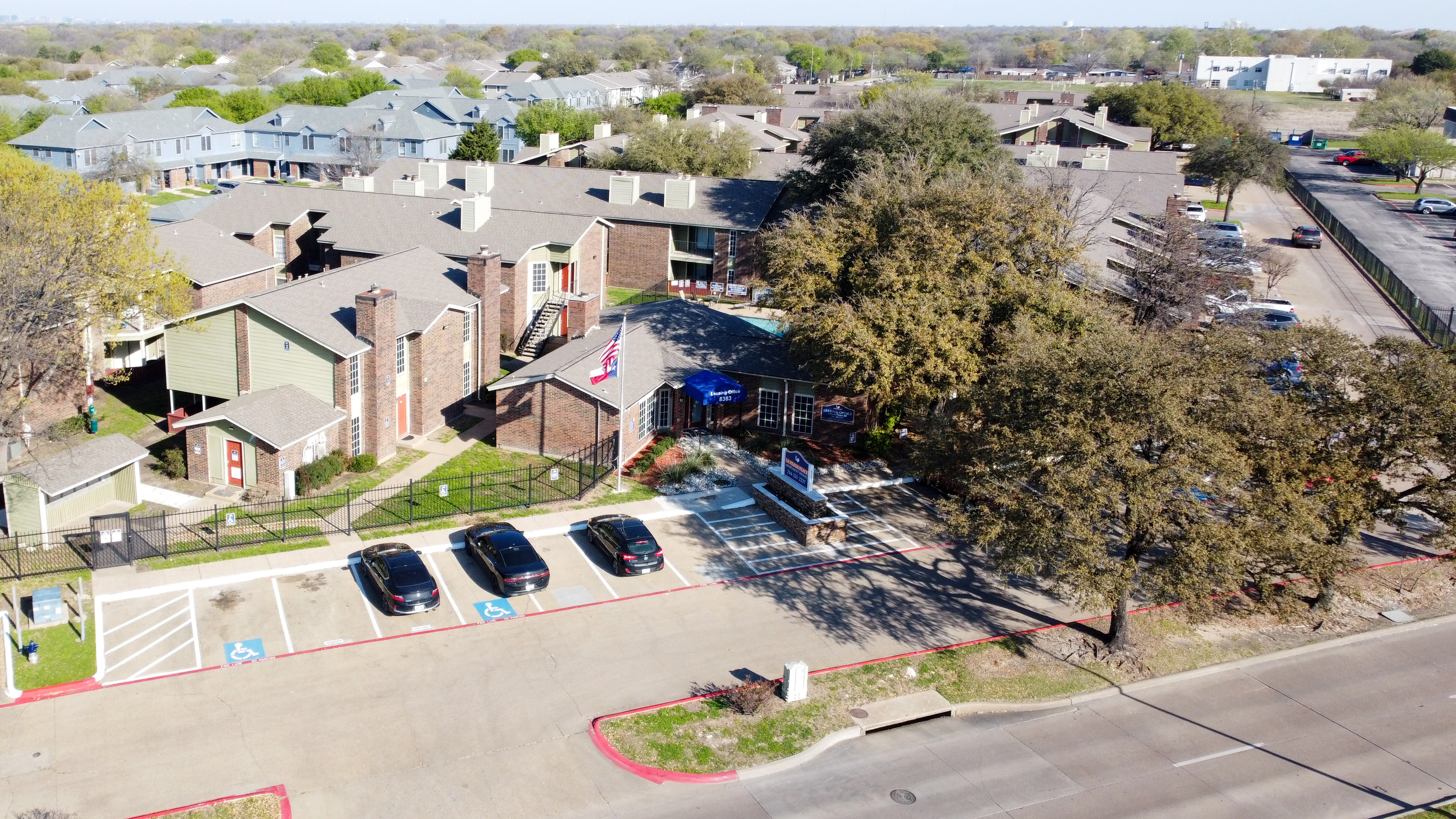 Aerial view of residential buildings at La Prada Place Apartment Homes