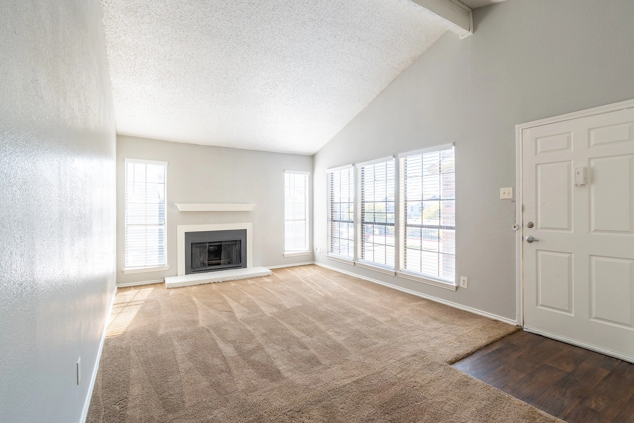 Vaulted ceiling fireplace at La Prada Place Apartment Homes