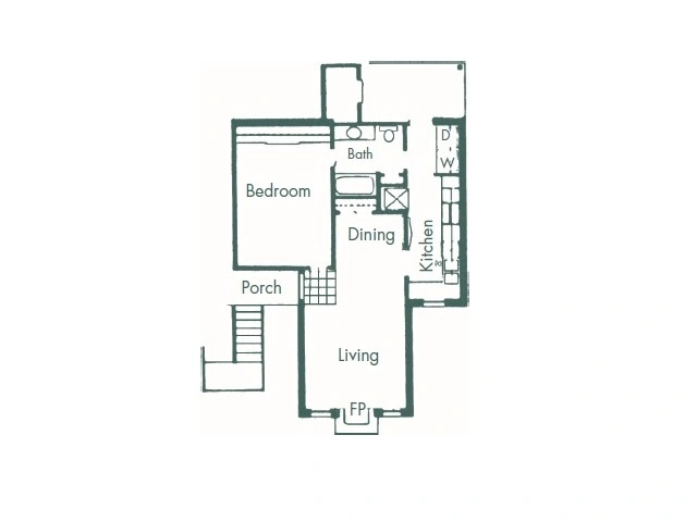 Plan A3 one bedroom apartment floor plan at La Prada Place Apartment Homes